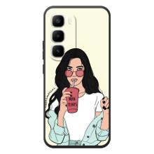 Силиконовый Чехол на Infinix Hot 60 Pro Plus с картинкой Стильных Девушек (С напитком)