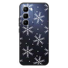 Зимние Чехлы для Хот 60 Про Плюс - прозрачный фон (Белые снежинки)