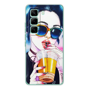 Чохол з картинкою Модні Дівчата Infinix Hot 60 Pro (Дівчина з коктейлем)