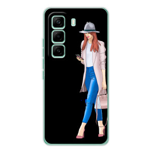 Чохол з картинкою Модні Дівчата Infinix Hot 60 Pro (Дівчина з телефоном)