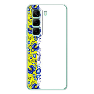 Силіконовый Чохол на Infinix Hot 60 Pro з картинкой Вишиванки (Жовто-біла вишиванка)