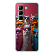 Чехол с принтом стильные животные для Хот 60 Про – Ламы в очках