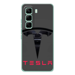 Силіконовий бампер з картинкою машини на Infinix Hot 60 Pro – Logo TESLA