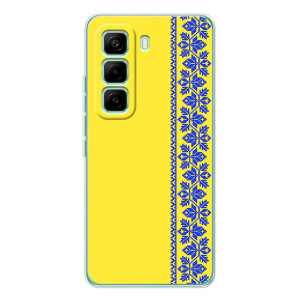 Силіконовый Чохол на Infinix Hot 60 Pro – Вишиванка на жовтому фоні