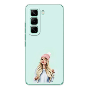 Силіконовый Чохол на Infinix Hot 60 Pro з картинкой Модных девушек – В шапці