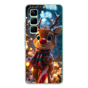 Яркий чехол для Infinix Hot 60 Pro с Зимними Оленятами