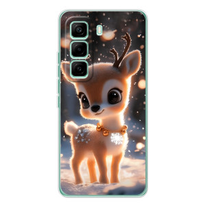 Яркий чехол для Infinix Hot 60 Pro с Зимними Оленятами