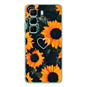 Чехлы с картинкой Подсолнухов для Инфиникс Хот 60 – Сердечко в подсолнухах