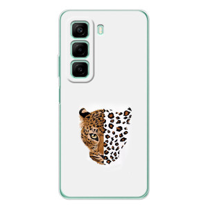 Чехол с леопардовым принтом на Infinix Hot 60 – Леопард на белом