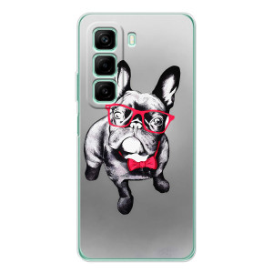 Чехол (ТПУ) Милые собачки для Infinix Hot 60 (Бульдог в очках)