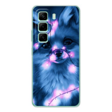 Чехол с принтом лисички на Инфиникс Хот 60 (Лисица с гирляндой)