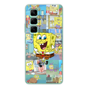 Силиконовый чехол Спанч Боб на Инфиникс Хот 60 (Радостный Спанч Боб)