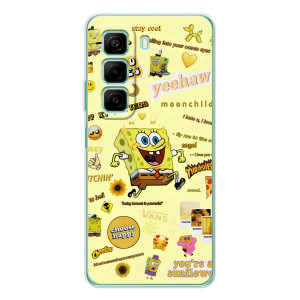 Силиконовый чехол Спанч Боб на Инфиникс Хот 60 (Спанч Боб бежит)