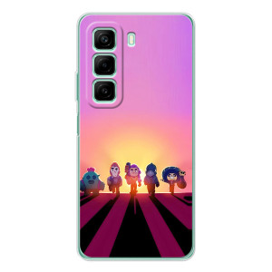 Силиконовый Чехол на Infinix Hot 60 с картинкой Brawl Stars – Персонажи в закате