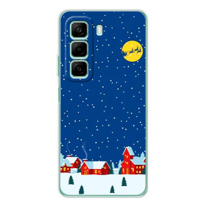 Силиконовый бампер на рождество для Infinix Hot 60 (Город в снегу)