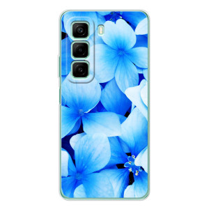 Силиконовый бампер с принтом (цветочки) на Инфиникс Хот 60 (Синие цветы)