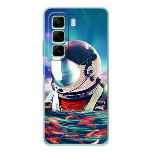 Силиконовый Чехол с принтом "Космонавты" на Infinix Hot 60 – Космонавт в воде