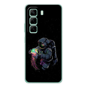 Силиконовый Чехол с принтом "Космонавты" на Infinix Hot 60 – В руках земля