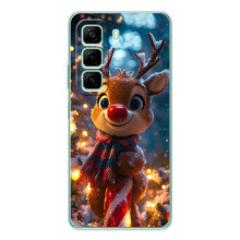 Яскравий чохол для Infinix Hot 60 з Зимові Оленята – Олень з шарфом