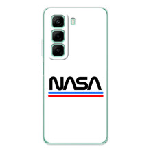Силіконовый бампер з принтом "Наса" на Infinix Hot 60i – NASA на білому тлі