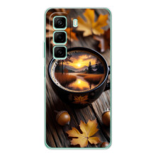 Чехол с уникальным дизайном «Осень с кофе» для Infinix Hot 60i – Тёмный кофе