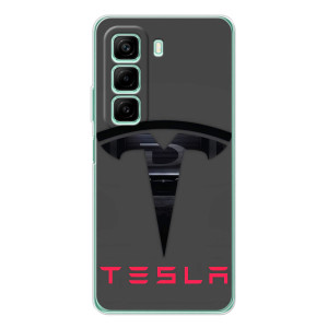 Силіконовий бампер з картинкою машини на Infinix Hot 60i (Logo TESLA)