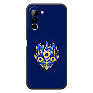 Чехол с украинским гербом на Infinix Hot 70 – Цветочный герб