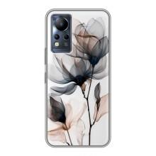 Чехол с цветочным принтом на Инфиникс Ноут 11 Про – Цветы на белом