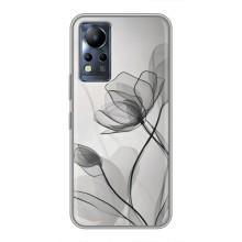 Чехол с цветочным принтом на Инфиникс Ноут 11 – Черные цветы