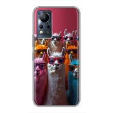 Чехол с принтом стильные животные для Инфиникс Ноут 11 – Ламы в очках