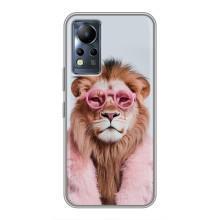 Чехол с принтом стильные животные для Инфиникс Ноут 11 – Лев в очках