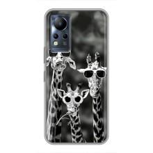 Силиконовый чехол с КАРТИНКАМИ лето для Infinix Note 11 (AlphaPrint) (Жирафы в очках)