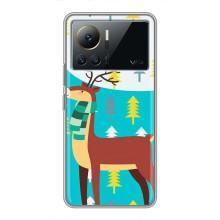Силиконовый бампер с картинкой животных для Infinix Note 12 2023 (Олень с шарфом)