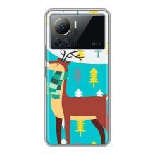 Силиконовый бампер с картинкой животных для Infinix Note 12 Pro (4G) (Олень с шарфом)