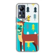 Силиконовый бампер с картинкой животных для Infinix Note 12 (Олень с шарфом)