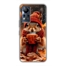 Печатный чехол «Зверята с кофе» для Infinix Note 12 – Белка с кофе