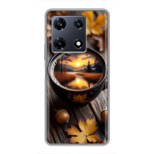 Чехол с уникальным дизайном «Осень с кофе» для Infinix Note 30 Pro – Тёмный кофе