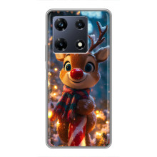 Яркий чехол для Infinix Note 30 Pro с Зимними Оленятами – Олень в шарфе