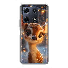 Яркий чехол для Infinix Note 30 Pro с Зимними Оленятами – Оленёнок среди гирлянд
