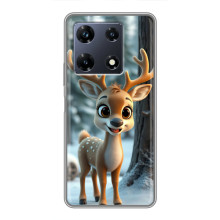 Яркий чехол для Infinix Note 30 Pro с Зимними Оленятами – Оленёнок в лесу