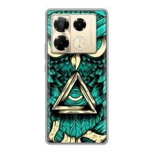 Чехлы с принтом СОВЫ для Infinix Note 40 Pro – Зеленая сова