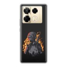 Силиконовый чехол с картинкой "Герой Pubg" на Infinix Note 40 Pro – В огне