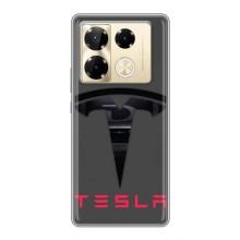 Силиконовый бампер с картинкой машины на Infinix Note 40 Pro – Logo TESLA