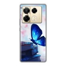 Силиконовый бампер с картинкой животных для Infinix Note 40 Pro (Бабочка синяя)