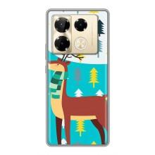 Силиконовый бампер с картинкой животных для Infinix Note 40 Pro (Олень с шарфом)