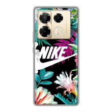 Силиконовый Чехол на Infinix Note 40 Pro с картинкой Nike (Цветочный Nike)