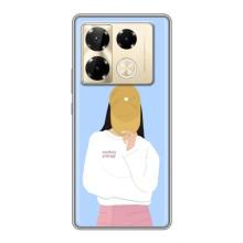 Силиконовый Чехол на Infinix Note 40 Pro с картинкой Стильных Девушек – Желтая кепка