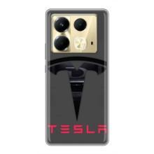 Силиконовый бампер с картинкой машины на Infinix Note 40 (Logo TESLA)