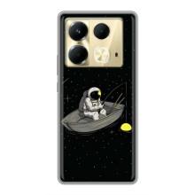 Силиконовый Чехол с принтом "Космонавты" на Infinix Note 40 – Космонавт на рыбалке