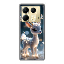 Яркий чехол для Infinix Note 40 с Зимними Оленятами (Блистающий оленёнок)